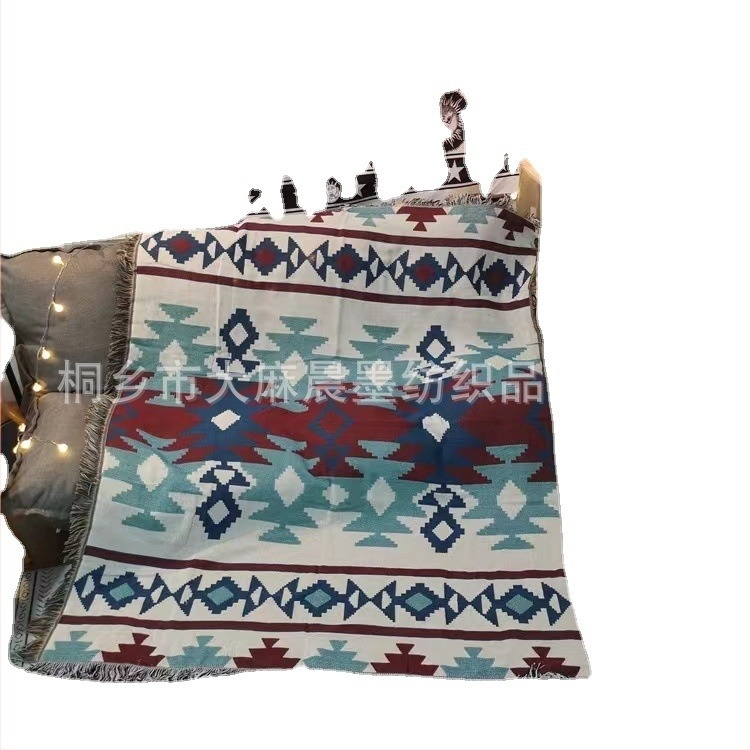 Διακοσμητική μποέμ κουβέρτα ρίχτης με γεωμετρικό σχέδιο, πολυεστέρας, 800–999 g, για όλες τις εποχές, προσαρμόσιμη με δείγματα και φωτογραφίες