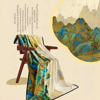 Μαντήλι-κουβέρτα σε στυλ Νέου κινεζικού στυλ, τοπίο μοτίβο, πολυεστέρας, 230 γρ, Άνοιξη-Φθινόπωρο