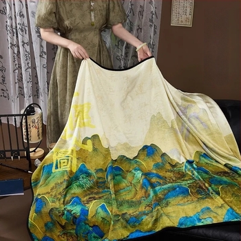 Μαντήλι-κουβέρτα σε στυλ Νέου κινεζικού στυλ, τοπίο μοτίβο, πολυεστέρας, 230 γρ, Άνοιξη-Φθινόπωρο