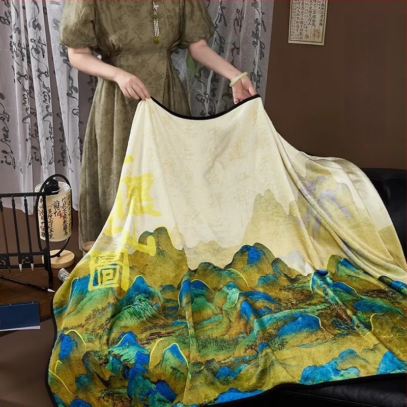 Μαντήλι-κουβέρτα σε στυλ Νέου κινεζικού στυλ, τοπίο μοτίβο, πολυεστέρας, 230 γρ, Άνοιξη-Φθινόπωρο