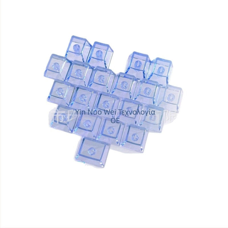 Καπάκια πλήκτρων σε σχήμα καρδιάς, διαφανή για μηχανικό πληκτρολόγιο, σετ 21 πλήκτρων, χωρίς εγχάραξη, για διακόπτες MX