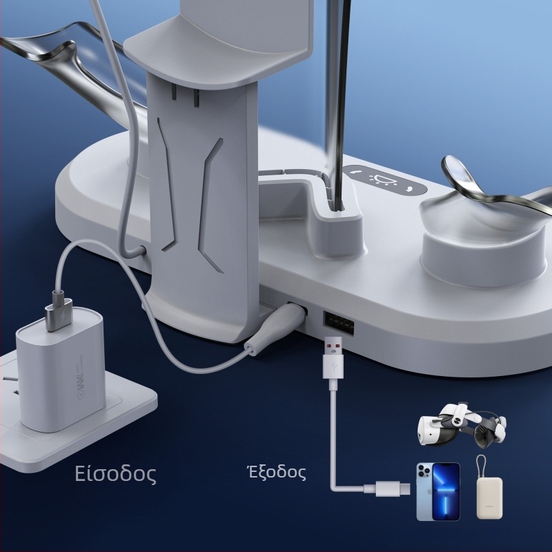 Σταθμός φόρτισης για Meta Quest 3/3S VR headset με ενσωματωμένη αποθήκευση μπαταρίας χειριστή, ABS υλικό, φορητός σχεδιασμός, 720 g