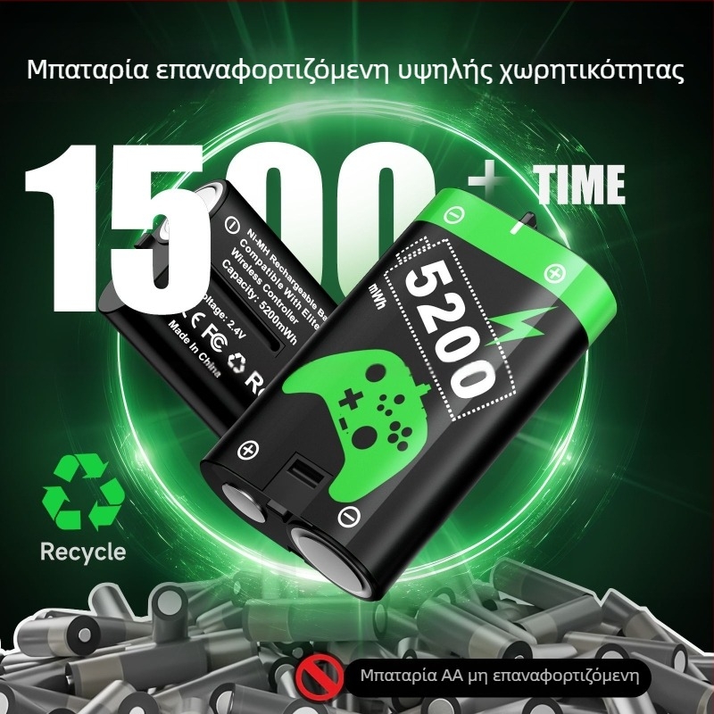Φορτιστής Xbox για ασύρματους ελεγκτές με 4 επαναφορτιζόμενες μπαταρίες 2300mAh