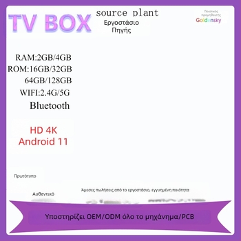 TV Box με Android 13.0, διπλό Wi‑Fi, τετραπύρηνο, 2GB RAM, Allwinner A12