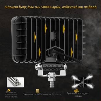 LED φως εργασίας για μηχανολογικά οχήματα – 40W, 9-32V DC, 5700-6000K, 50.000 ώρες, κράμα αλουμινίου 6063