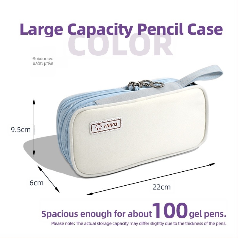 Θήκη μολυβιών, με τρία επίπεδα, φορητή, με μεγάλη χωρητικότητα (καμβάς; κορεάτικού στυλ)