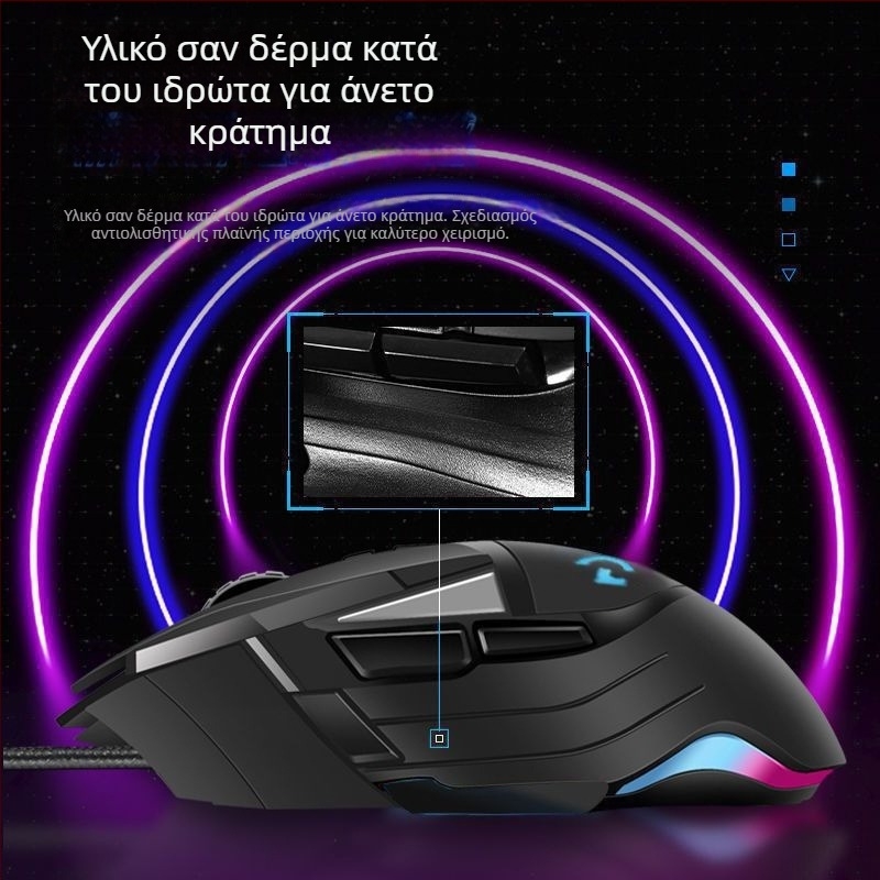 G502 ενσύρματο ποντίκι παιχνιδιών, οπτικός αισθητήρας 5600 DPI, 7 πλήκτρα, USB, εργονομικό