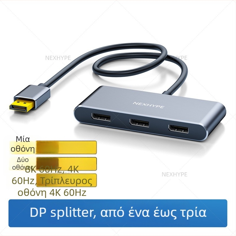 Type-C σε διπλό HDMI docking station, 1–2 HDMI έξοδοι, 21Gbps εύρος ζώνης, καλώδιο 0,2 m