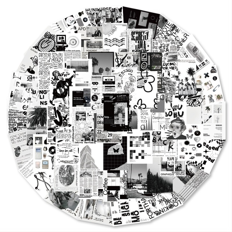Σετ αυτοκόλλητων κολάζ τέχνης, 60 τεμάχια, αυτοκόλλητα με κόλλα, σκανδιναβικό στυλ, εκτύπωση — Tu Yu