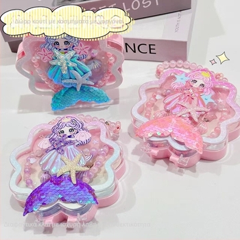 Σετ κοσμημάτων για κορίτσια με ουρά γοργόνας και κοχύλι – περιδέραιο, δαχτυλίδι, και τσιμπίδα μαλλιών – Υλικό PC – Ηλικίες 3–10 – Φθινοπωρινή έκδοση 2025