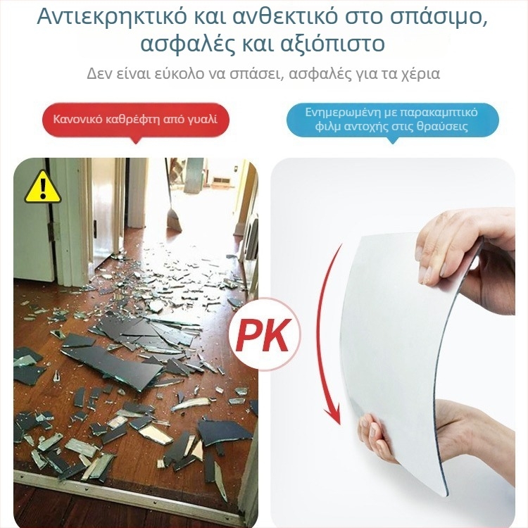 Ακρυλικό αυτοκόλλητο τοίχο-καθρέφτης — απλός σχεδιασμός, HD αντανάκλαση, κατάλληλο για σαλόνι, υπνοδωμάτιο, μελέτη, μπάνιο, είσοδο και εμπορικούς χώρους