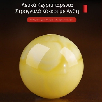 Φυσικό κερί μελισσών — στρογγυλή χάντρα 12 mm, κιτρινός τόνος με σχέδιο αιωρούμενα λουλούδια, χειροποίητη χάντρα για βραχιόλι, φυσικό ορυκτό υλικό
