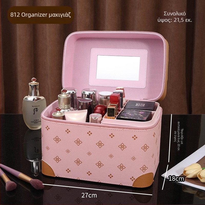Πολυεπίπετο φορητό κασελάκι μακιγιάζ με καθρέφτη, μεγάλη χωρητικότητα, PVC