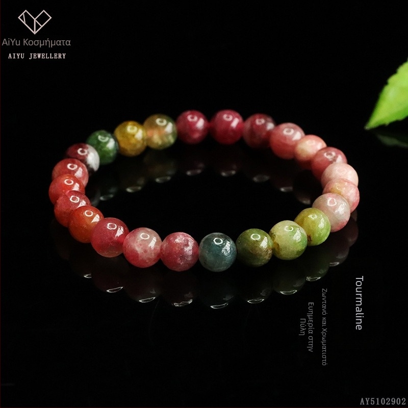 Βραχιόλι Ai yu από τουρμαλίνη, γεωμετρικός σχεδιασμός, χειροποίητο πλέξιμο, προσαρμόσιμο