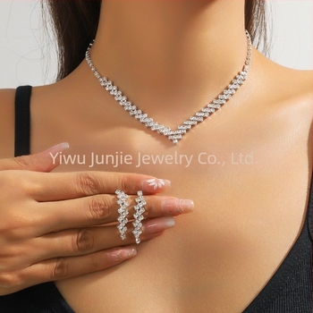 Σετ κολιέ και σκουλαρίκια με ζιρκόνια και σίδηρο, αλυσίδα κλείδας, πολυτελές γυναικείο κόσμημα