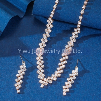 Σετ κολιέ και σκουλαρίκια με ζιρκόνια και σίδηρο, αλυσίδα κλείδας, πολυτελές γυναικείο κόσμημα