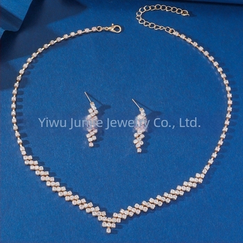 Σετ κολιέ και σκουλαρίκια με ζιρκόνια και σίδηρο, αλυσίδα κλείδας, πολυτελές γυναικείο κόσμημα