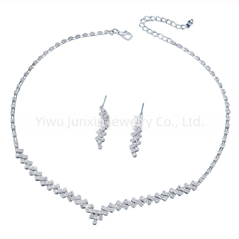 Σετ κολιέ και σκουλαρίκια με ζιρκόνια και σίδηρο, αλυσίδα κλείδας, πολυτελές γυναικείο κόσμημα