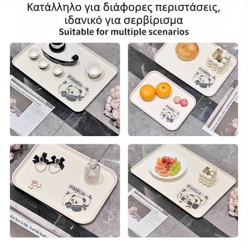 Πλαστικός δίσκος τετράγωνου σχήματος, με μοτίβο κινούμενων σχεδίων, στυλ Nordic, γυαλισμένη επιφάνεια.