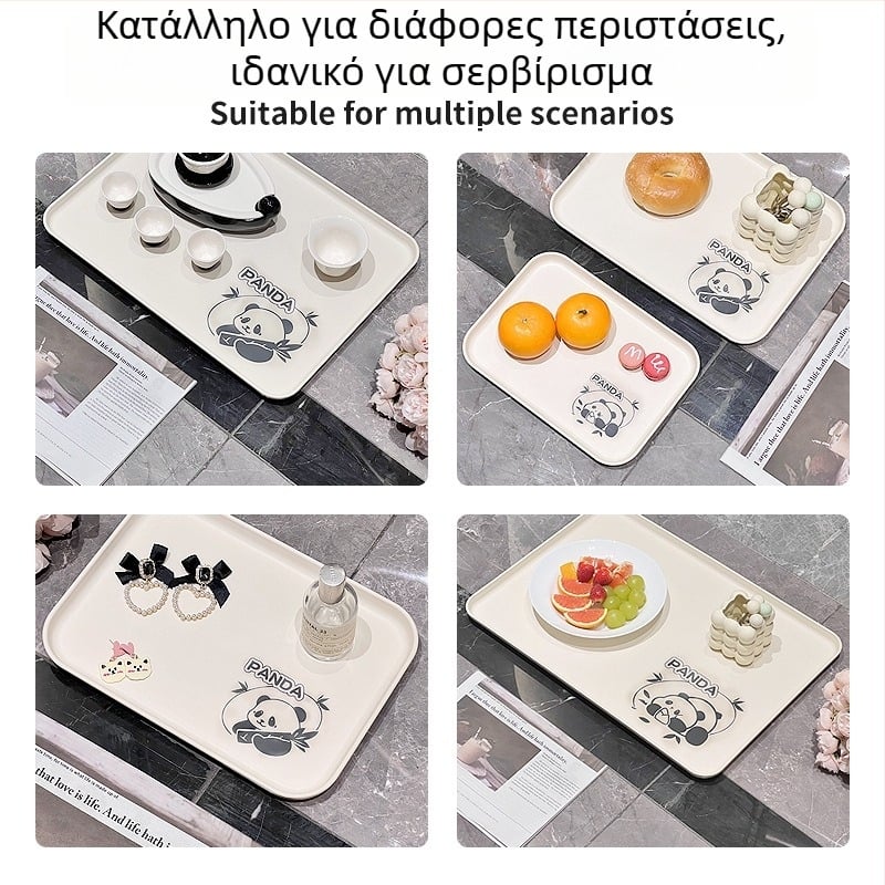 Πλαστικός δίσκος τετράγωνου σχήματος, με μοτίβο κινούμενων σχεδίων, στυλ Nordic, γυαλισμένη επιφάνεια.