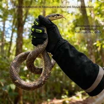 Γάντια σύλληψης φιδιών, παχύτερα επεκτεινόμενα δερμάτινα γάντια με επένδυση από δέρμα, προστασία από κοψίματα και διατρυπήσεις, ανθεκτικά σε υψηλές θερμοκρασίες, για δαγκώματα φιδιών