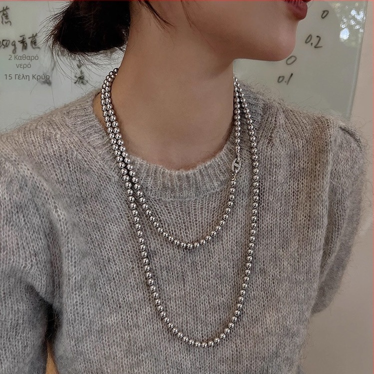 Μακριά κολιέ για πουλόβερ με γυαλί και λαζουλί, αλυσίδα με μπίλιες, περίμετρος 81 cm και άνω, χωρίς μενταγιόν, κυκλοφόρησε άνοιξη 2025