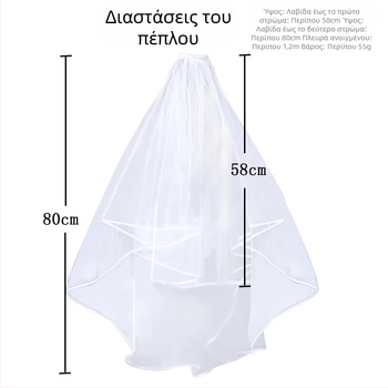 Νυφικό πέπλο με χτένα μαλλιών, πολυεπίπεδο πέπλο από δίχτυ για γαμήλιες φωτογραφίσεις (Υλικό: Νήμα; Εκτύπωση λογότυπου: Διαθέσιμο; Προσαρμογή: Διαθέσιμη)