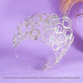 Στέμμα από κράμα με λευκά κρύσταλλα, γυναικείο vintage στυλ, για γάμο και πασαρέλα, ακρίβεια στην κατασκευή