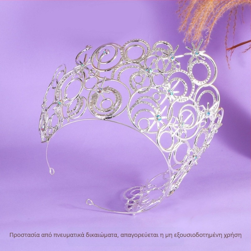 Στέμμα από κράμα με λευκά κρύσταλλα, γυναικείο vintage στυλ, για γάμο και πασαρέλα, ακρίβεια στην κατασκευή