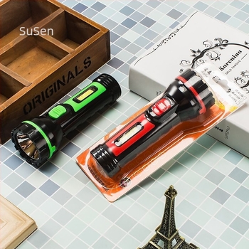 Φακός LED Sosen με COB πλευρικό φωτισμό, επαναφορτιζόμενος, LED 1W, σώμα ABS, εμβέλεια 200–500 m, διάρκεια μπαταρίας 6 h