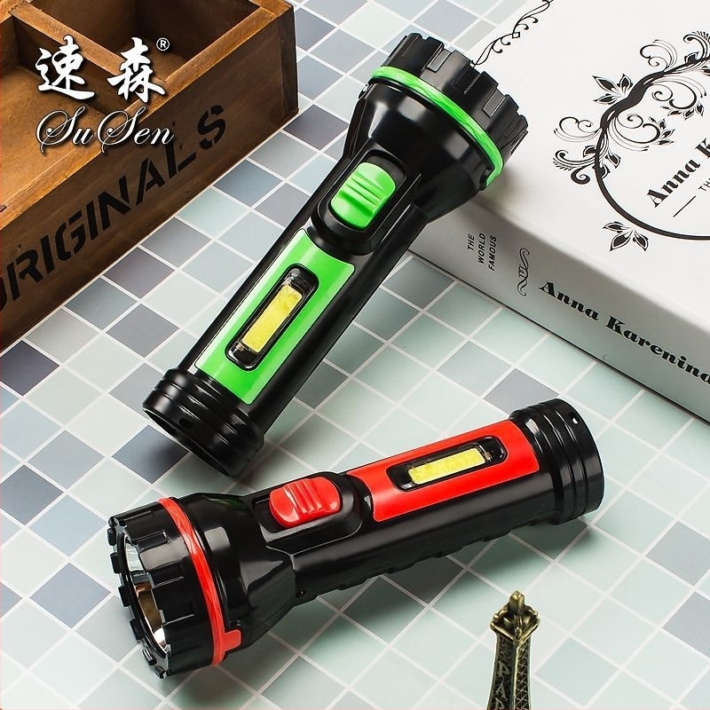 Φακός LED Sosen με COB πλευρικό φωτισμό, επαναφορτιζόμενος, LED 1W, σώμα ABS, εμβέλεια 200–500 m, διάρκεια μπαταρίας 6 h