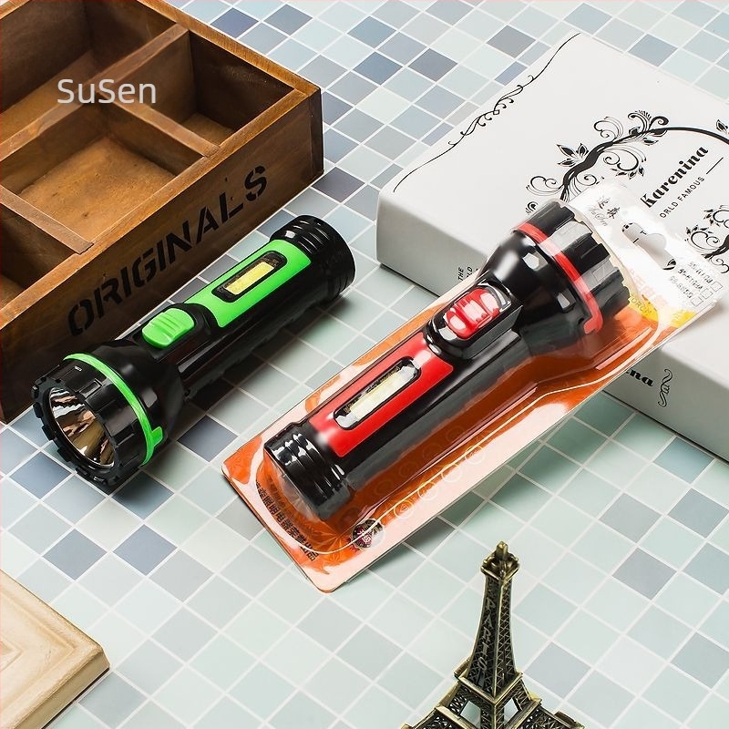 Φακός LED Sosen με COB πλευρικό φωτισμό, επαναφορτιζόμενος, LED 1W, σώμα ABS, εμβέλεια 200–500 m, διάρκεια μπαταρίας 6 h