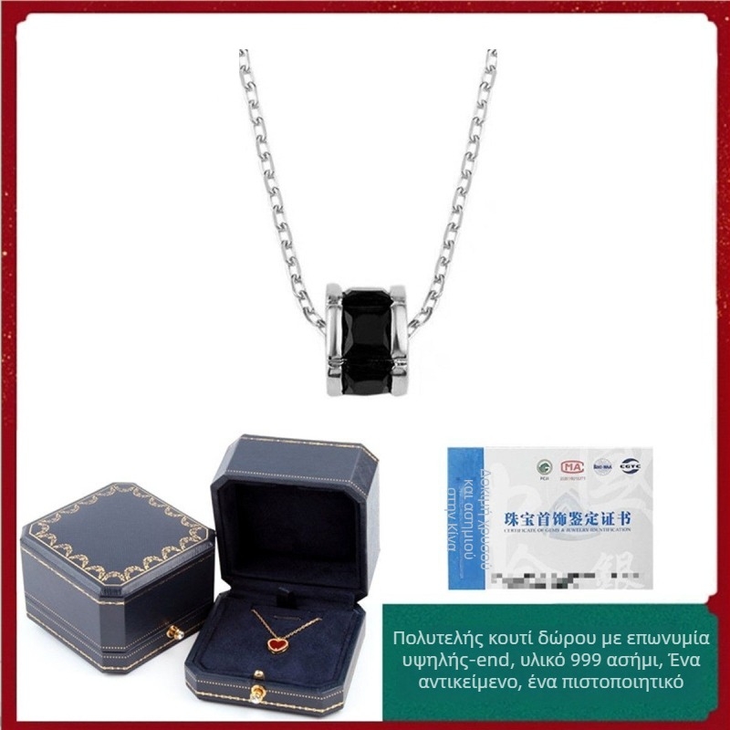 Κολιέ από 999 ασήμι, χειροποίητο, αλυσίδα κλείδας, φυσικό στυλ