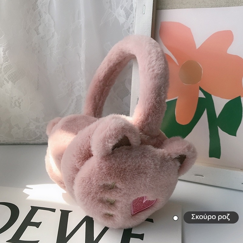 Γυναικείοι θερμαντήρες αυτιών με γατούλα – βελούδινο ύφασμα, καρτούν στυλ, χειμώνας, αντιανεμικό, για εξωτερική ποδηλασία