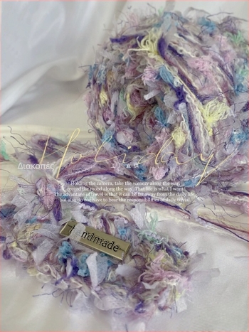 Νήμα χειροποίητης ανάμειξης κατάλληλο για βελονάκι και πλέξιμο με βελόνες; υφή πεταλούδας; μείγμα πολλαπλών νημάτων