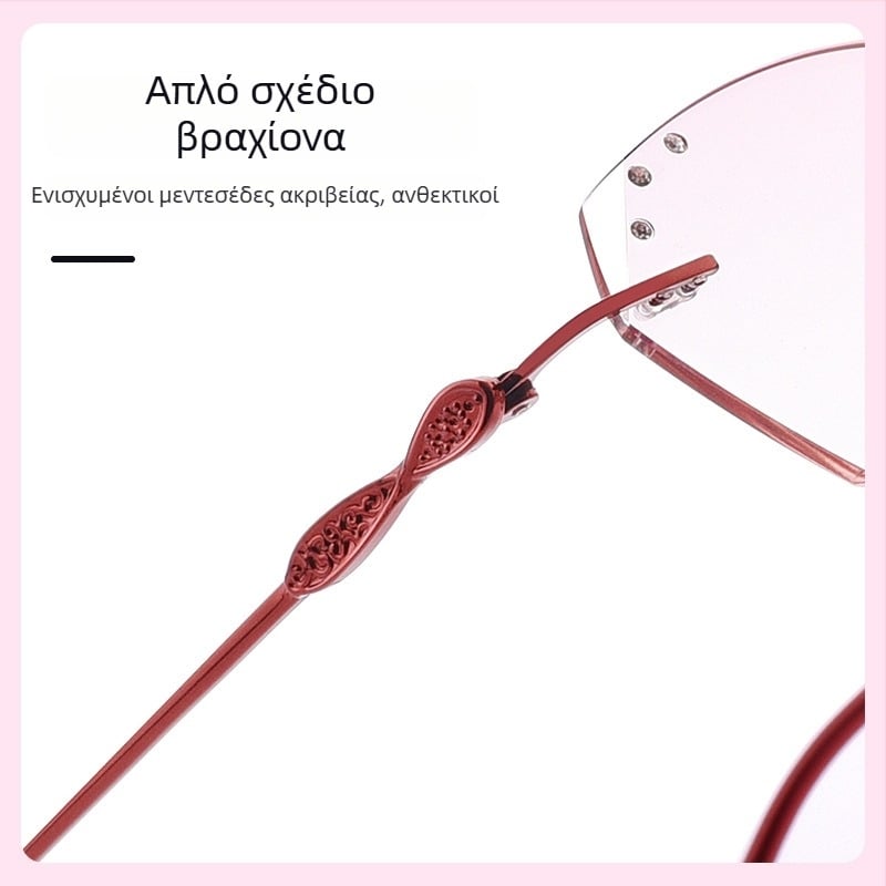 Γυαλιά ανάγνωσης κατά της μπλε ακτινοβολίας για γυναίκες, χωρίς σκελετό, κορεατικού στυλ, με περίγραμμα διαμαντοκοσμημένο, κατάλληλα για πρεσβυωπία