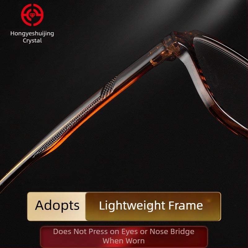 Red Leaf Crystal γυαλιά ανάγνωσης για μεσήλικες και ηλικιωμένους, τετράγωνος πλήρης σκελετός, κρυστάλλινοι φακοί, αντι-εκπομπή ακτινοβολίας, ρετρό λογοτεχνικό στυλ