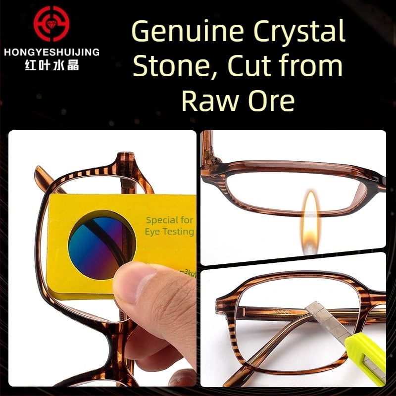 Red Leaf Crystal γυαλιά ανάγνωσης για μεσήλικες και ηλικιωμένους, τετράγωνος πλήρης σκελετός, κρυστάλλινοι φακοί, αντι-εκπομπή ακτινοβολίας, ρετρό λογοτεχνικό στυλ