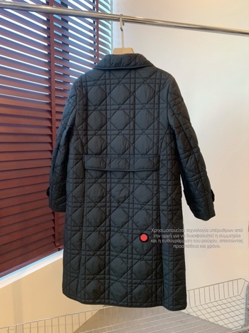 Γυναικείο μακρύ καπιτονέ παλτό καρό από πολυεστέρα με λαιμό πόλο