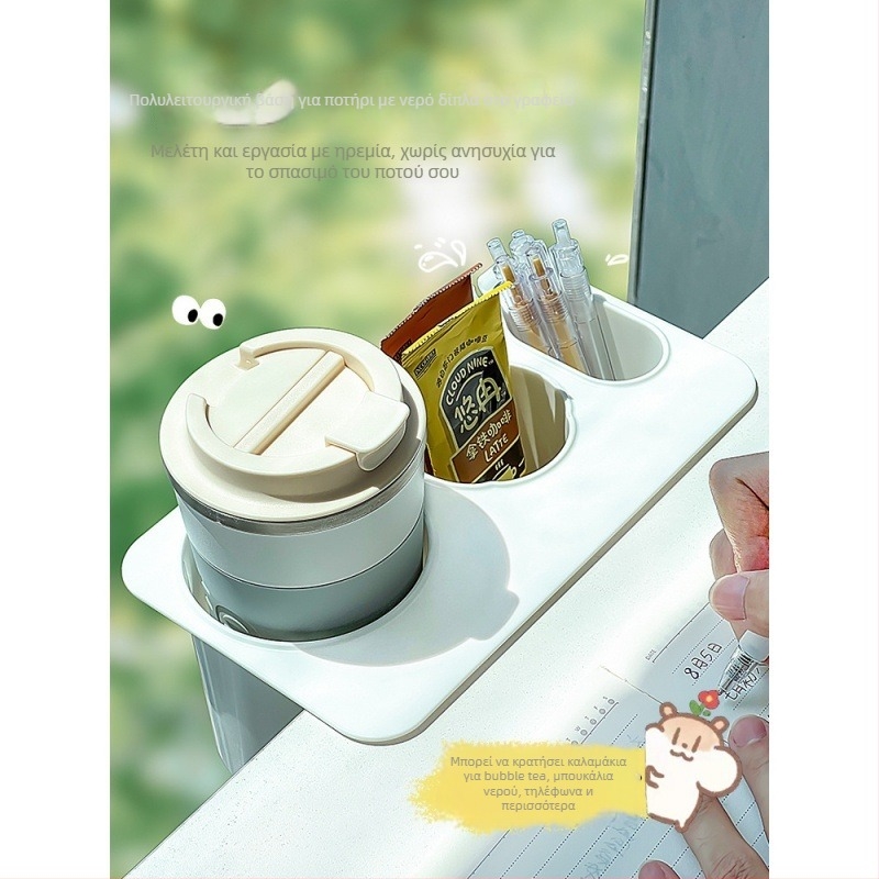 Θήκη ποτηριού και οργάνωση καλωδίων στην άκρη του γραφείου — πλαστικό, εγκατάσταση χωρίς τρύπες, Νέο κινεζικό στυλ