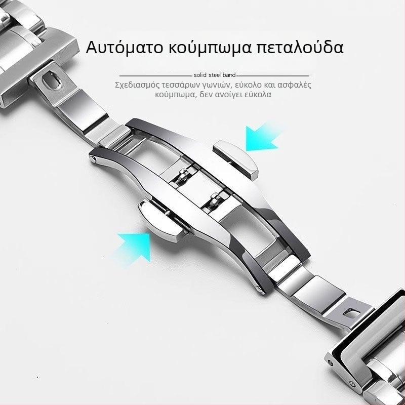 Ανοξείδωτος μεταλλικός ιμάντας ρολογιού Longines Heart Moon, σειρά L8, 16–18 mm