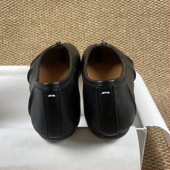 Γυναικείες Mary Jane flat από δέρμα αγελάδας, με στρογγυλό δάχτυλο, εσωτερική σόλα από δέρμα προβάτου, χαμηλό τακούνι, Slip-On