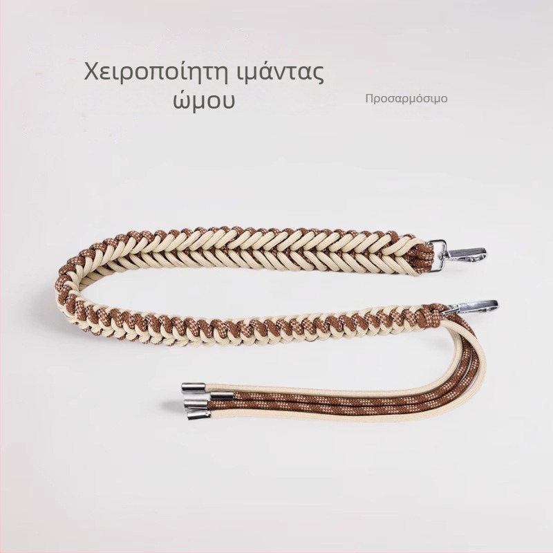 Αξεσουάρ ώμου για τσάντες με μακρύ χειροποίητο λουρί και μεταμορφωματικό κλιπ για τσάντες τύπου κουβά και tote — πολυεστέρας, ριγ, στυλ mix‑and‑match, μείωση βάρους