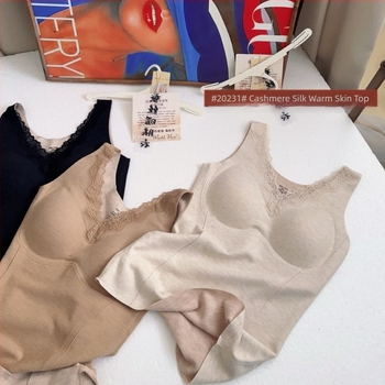 Θερμική καμισόλ με V-λαιμό, δαντέλα, ενσωματωμένες cups με επένδυση, ύφασμα βισκόζη, βελούδινο τελείωμα, μονοχρωπικό σχέδιο, μεσαίου βάρους 181-200 g/m², κατάλληλη για εξωτερική χρήση