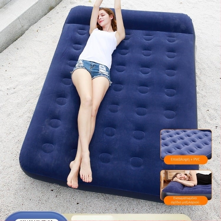 Φουσκωτό κρεβάτι για υπαίθριο κάμπινγκ – για ένα άτομο, φορητό πτυσσόμενο αερόστρωμα, επιφάνεια από συνθετικό ύφασμα