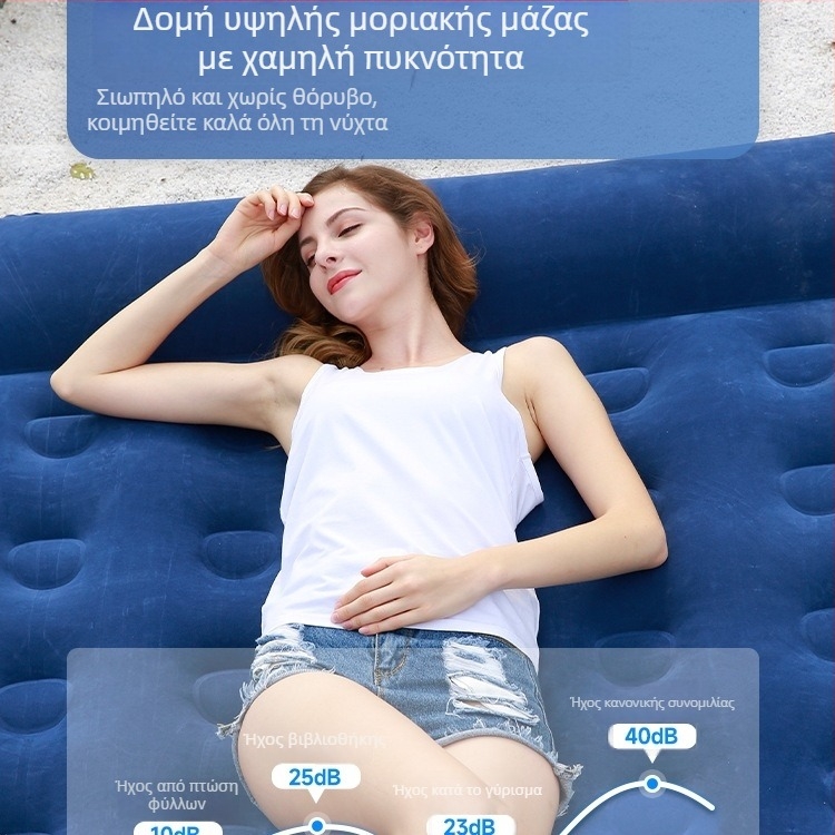 Φουσκωτό κρεβάτι για υπαίθριο κάμπινγκ – για ένα άτομο, φορητό πτυσσόμενο αερόστρωμα, επιφάνεια από συνθετικό ύφασμα