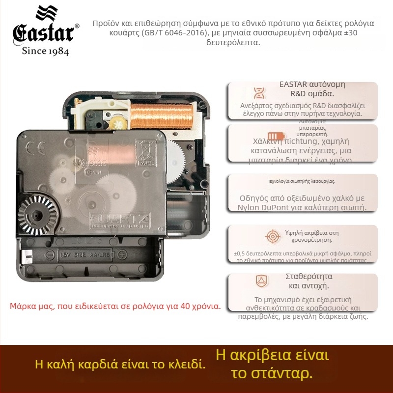 Οκταγωνικό ρολόι τοίχου, κινεζικού στυλ (Eastar κίνηση, κίνηση με δευτερόλεπτα, μπαταρία, πλαστικό περίβλημα)