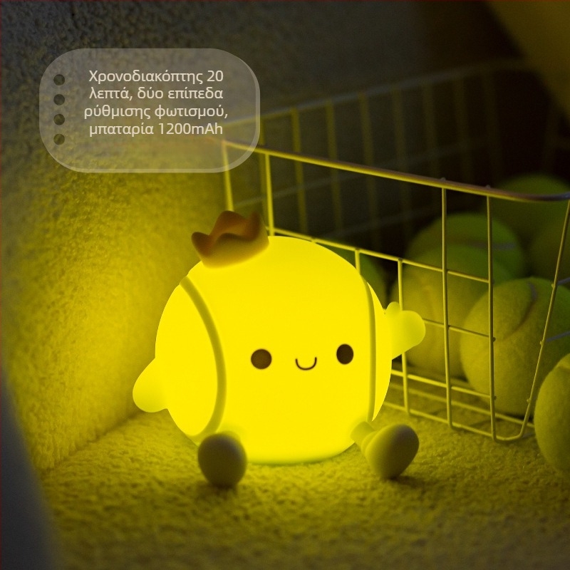 Νυχτερινό φως σε σχήμα ρακέτας τένις, φόρτιση USB, σκιά από σιλικόνη, ενσωματωμένη μπαταρία, τάση έως 36V, FCC πιστοποιητικό