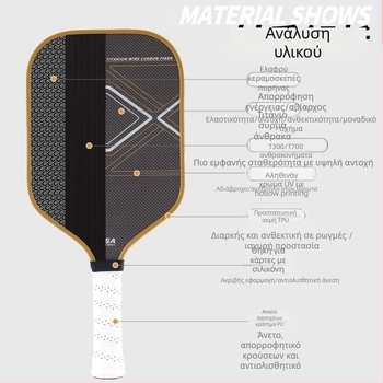 Ρακέτα pickleball από ανθρακονήματα, μάρκα Constant Cabin, υφή υφάσματος, ματ σχέδιο κενό, πυρήνας PP honeycomb, βάρος 230±5 g