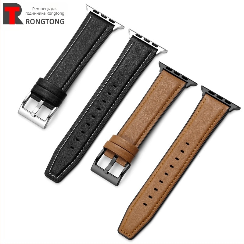 Λουρί σιλικόνης με δέρμα για Apple Watch 22 mm, συμβατό με σειρές 8/SE/7/6/5, ιμάντας από microfiber δέρμα